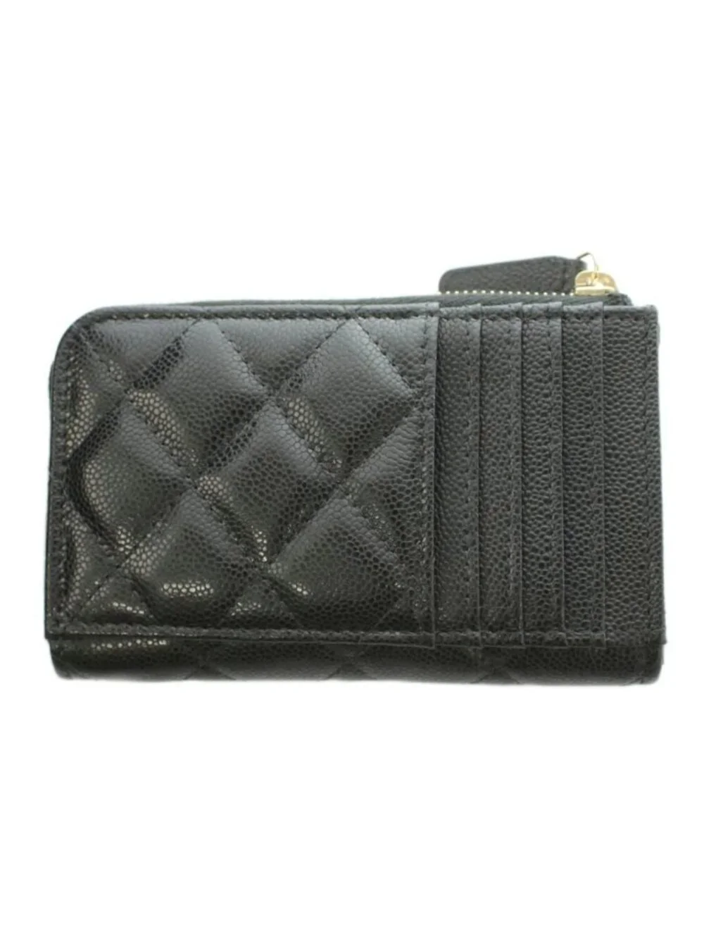 Chanel Classic Zip Card Case CC Logo Shiny Grained Calfskin Cavius Quilted - Picture 3 of 8